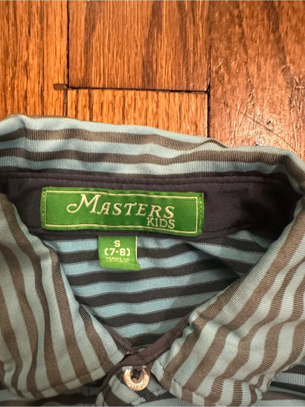 Masters Light Blue and Gray Striped Polo - Kids
